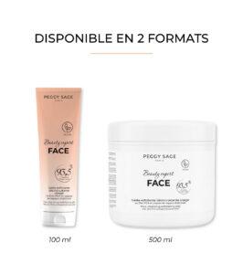 Two Peggy Sage Beauty Expert Face exfoliating products shown: 100 ml tube on the left and 500 ml jar on the right.